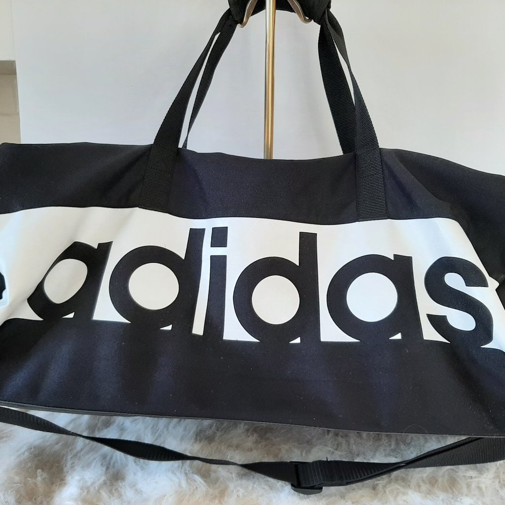Adidas Black and White Logo Large Duffle bag